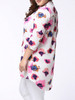 Casual High-Low Band Collar Single Breasted Printed Plus Size Blouse