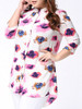 Casual High-Low Band Collar Single Breasted Printed Plus Size Blouse