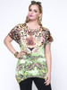 Casual Animal Printed Round Neck Asymmetric Hem Plus Size T-Shirt