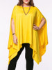 Casual Oversized Asymmetric Hem Plain Cape Sleeve Plus Size T-Shirt