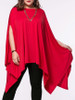 Casual Oversized Asymmetric Hem Plain Cape Sleeve Plus Size T-Shirt