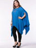 Casual Oversized Asymmetric Hem Plain Cape Sleeve Plus Size T-Shirt