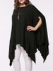 Casual Oversized Asymmetric Hem Plain Cape Sleeve Plus Size T-Shirt