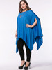 Casual Oversized Asymmetric Hem Plain Cape Sleeve Plus Size T-Shirt