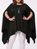 Casual Oversized Asymmetric Hem Plain Cape Sleeve Plus Size T-Shirt