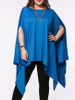 Casual Oversized Asymmetric Hem Plain Cape Sleeve Plus Size T-Shirt