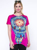 Casual Indian Feather Printed Round Neck Plus Size T-Shirt