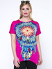 Casual Indian Feather Printed Round Neck Plus Size T-Shirt