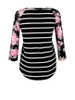 Casual Round Neck Printed Striped Plus Size Raglan Sleeve T-Shirt