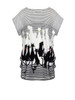 Cat Striped Printed Plus Size T-Shirt