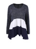 Casual Patchwork Color Block Striped Round Neck Plus Size T-Shirt