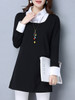 Casual Concise Designed Turn Down Collar Color Block Plus Size Blouse