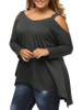 Casual Open Shoulder Plain Plus Size T-Shirt