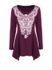 Casual Round Neck Decorative Lace Plus Size T-Shirt