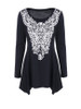 Casual Round Neck Decorative Lace Plus Size T-Shirt