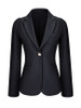 Casual Single Button Notch Lapel Plain Plus Size Puff Sleeve Plus Size Blazer