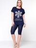 Casual Snowflake Letters Printed Round Neck Plus Size T-Shirt