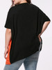 Casual Oversized Color Block Round Neck Plus Size T-Shirt