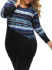 Casual Round Neck Patchwork Striped Plus Size T-Shirt