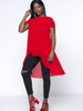 Casual Flowy High-Low Crew Neck Plain Chiffon Plus Size Blouse