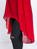 Casual Flowy High-Low Crew Neck Plain Chiffon Plus Size Blouse