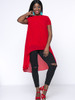 Casual Flowy High-Low Crew Neck Plain Chiffon Plus Size Blouse