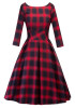 Red Plaid Backless Tutu Prom Evening Party Elegant Midi Dress