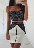 Casual Black Plaid Bandeau Zipper Sleeveless Mini Dress