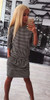Casual Black Plaid Pleated 3/4 Sleeve Fashion Mini Dress