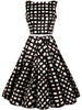 Casual Boat Neck Belt Plaid Sleeveless Skater Dress
