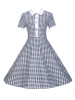 Casual Turn Down Collar Plaid Cotton Skater Dress Casual Turn Down Collar Plaid Cotton Skater Dress