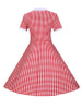 Casual Turn Down Collar Plaid Cotton Skater Dress Casual Turn Down Collar Plaid Cotton Skater Dress