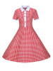 Casual Turn Down Collar Plaid Cotton Skater Dress Casual Turn Down Collar Plaid Cotton Skater Dress