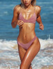 Casual Sweet Pink Solid Romance High Leg Bikini Set