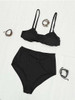 Casual Solid Color High Waist Bikini Set