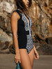 Casual Vintage Monochrome Floral Print One Piece Bikini