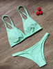 Casual Lady Solid Color Spliced Bikini Set