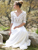 Classical White Lace V-Neck Half Sleeve Maxi Dress