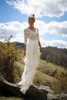 Classical White Lace V-Neck Half Sleeve Maxi Dress