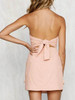 Pink Bandeau Lace Detail Tie Back Mini Dress