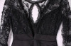 Black Plain Lace Cut Out Swallowtail Peplum Round Neck Midi Dress