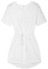 Casual White Patchwork Lace Drawstring Short Sleeve Dress