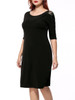 Casual Contrast Decorative Lace Round Neck Half Sleeve Plus Size Bodycon Dress