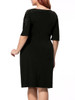 Casual Contrast Decorative Lace Round Neck Half Sleeve Plus Size Bodycon Dress