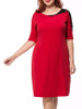 Casual Contrast Decorative Lace Round Neck Half Sleeve Plus Size Bodycon Dress