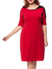 Casual Contrast Decorative Lace Round Neck Half Sleeve Plus Size Bodycon Dress