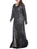 Lace Hollow Out Side Slit V-Neck Plus Size Evening Dress