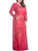 Lace Hollow Out Side Slit V-Neck Plus Size Evening Dress