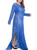 Lace Hollow Out Side Slit V-Neck Plus Size Evening Dress
