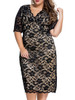 Casual Exquisite Hollow Out Lace Deep V-Neck Plus Size Bodycon Dress